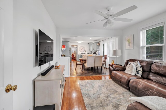 26 Longfellow Ave, Fairfield, CT 06825 - living area featuring a ceiling fan and light wood-style flooring