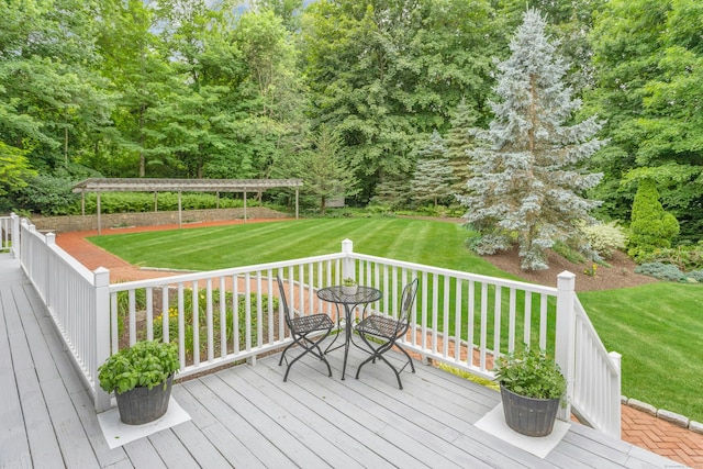 130 Haviland Rd, Ridgefield, CT 06877 - wooden deck featuring a lawn and view of wooded area