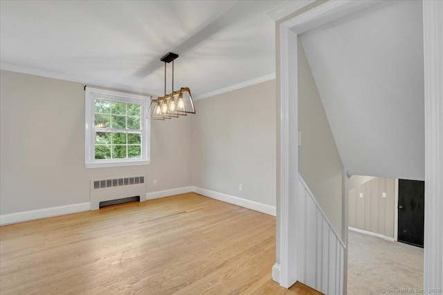 184 Goodale Dr, Newington, CT 06111 - unfurnished room featuring radiator heating unit, ornamental molding, baseboards, and light wood-style flooring
