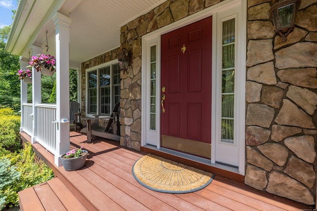 12 Everwood Dr, New Milford, CT 06776 - property entrance with stone siding and covered porch