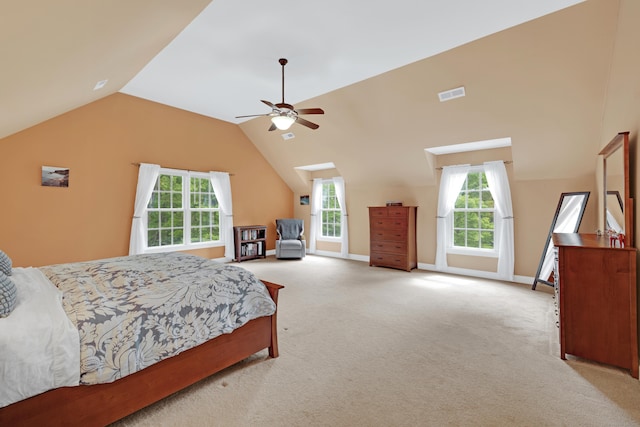 12 Everwood Dr, New Milford, CT 06776 - bedroom with lofted ceiling, multiple windows, light colored carpet, and ceiling fan