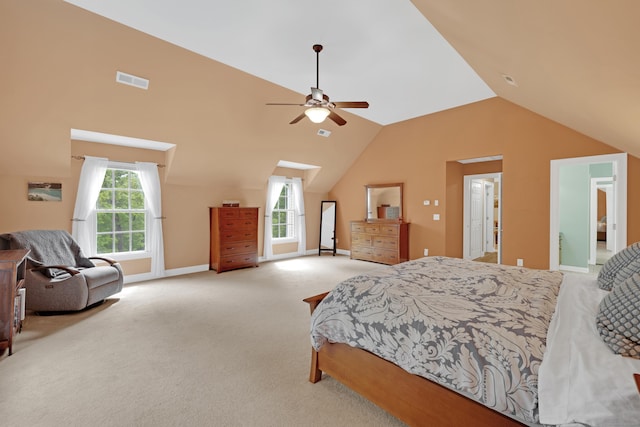 12 Everwood Dr, New Milford, CT 06776 - bedroom with carpet floors, vaulted ceiling, baseboards, and a ceiling fan