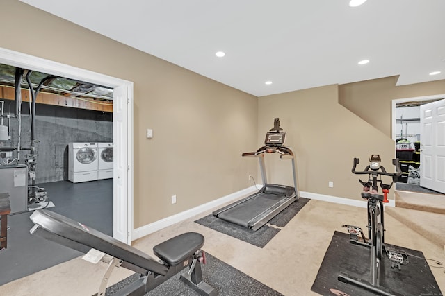 12 Everwood Dr, New Milford, CT 06776 - exercise room featuring washer and clothes dryer, recessed lighting, and baseboards