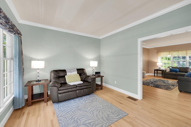 12 Everwood Dr, New Milford, CT 06776 - living room with crown molding, wood finished floors, and baseboards