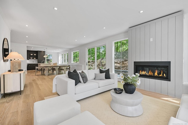 171 Compo Rd S, Westport, CT 06880 - living area featuring light wood finished floors, a fireplace, and recessed lighting