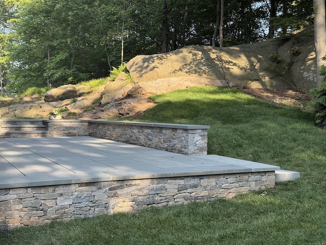 171 Compo Rd S, Westport, CT 06880 - view of green lawn with a patio