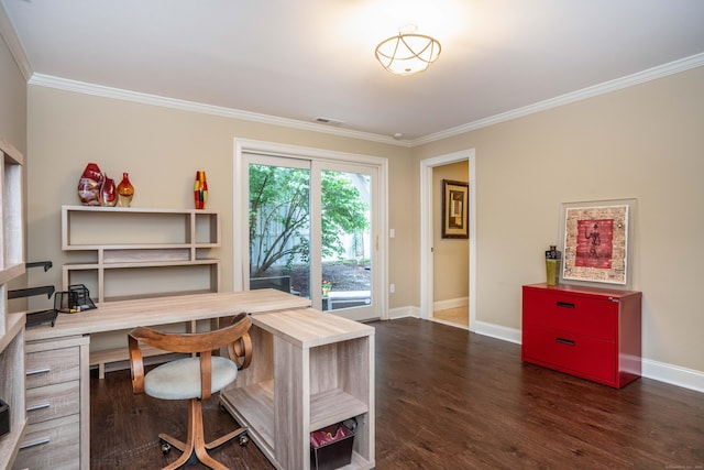 645 Prospect Ave Unit 9, West Hartford, CT 06105 - office area featuring ornamental molding, baseboards, and wood finished floors