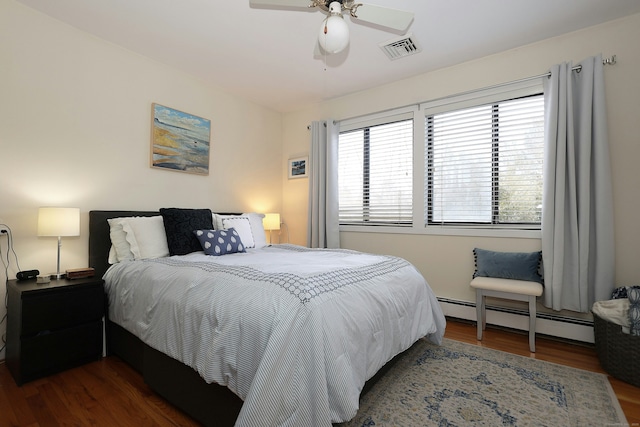 47 Old S Salem Road, Ridgefield, CT 06877 - bedroom featuring a baseboard radiator, wood finished floors, and a ceiling fan