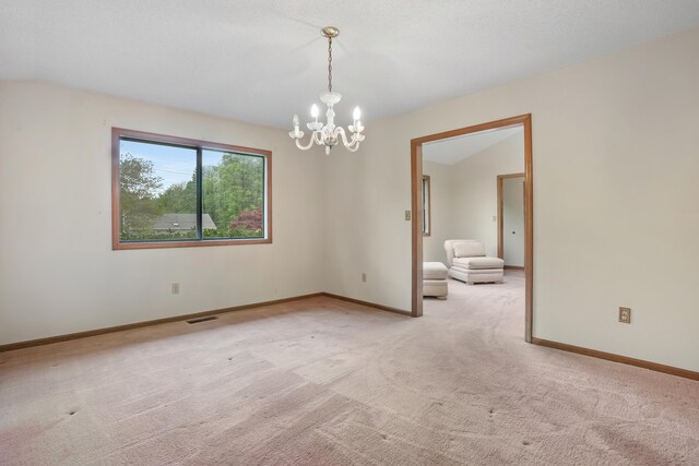 223 Sterling Rd, Trumbull, CT 06611 - empty room featuring a chandelier, light carpet, and baseboards