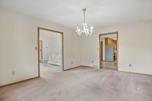 223 Sterling Rd, Trumbull, CT 06611 - empty room with a chandelier, light colored carpet, and baseboards