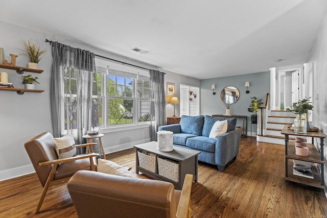 124 Killian Ave, Trumbull, CT 06611 - living room with baseboards, wood finished floors, and stairs