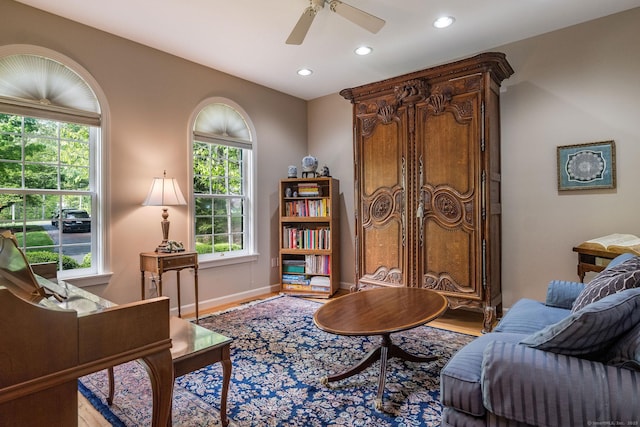188 Bartlett Dr, Madison, CT 06443 - office space featuring wood finished floors, recessed lighting, plenty of natural light, ceiling fan, and baseboards