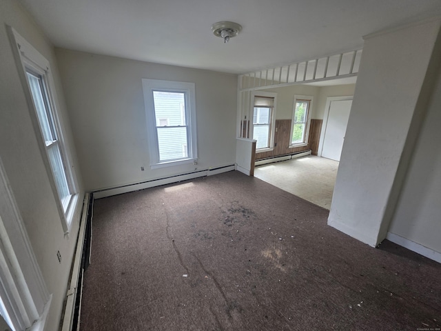 42 Spring St, New London, CT 06320 - carpeted spare room with a baseboard heating unit, plenty of natural light, and baseboards