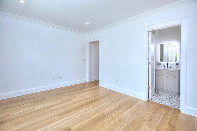 22 Apple Tree Trl, Westport, CT 06880 - spare room with light wood-type flooring, crown molding, and recessed lighting