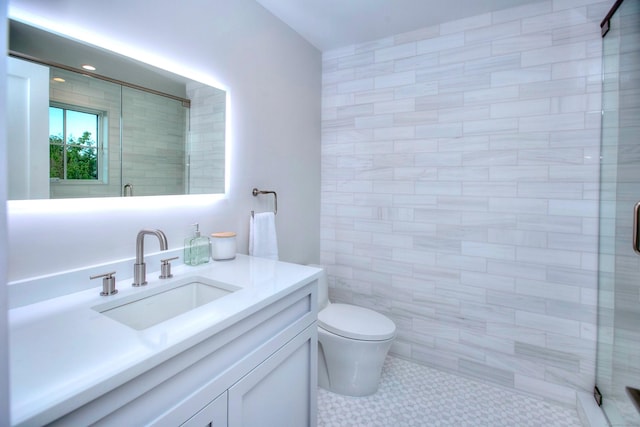 22 Apple Tree Trl, Westport, CT 06880 - full bath featuring vanity, a stall shower, and tile walls
