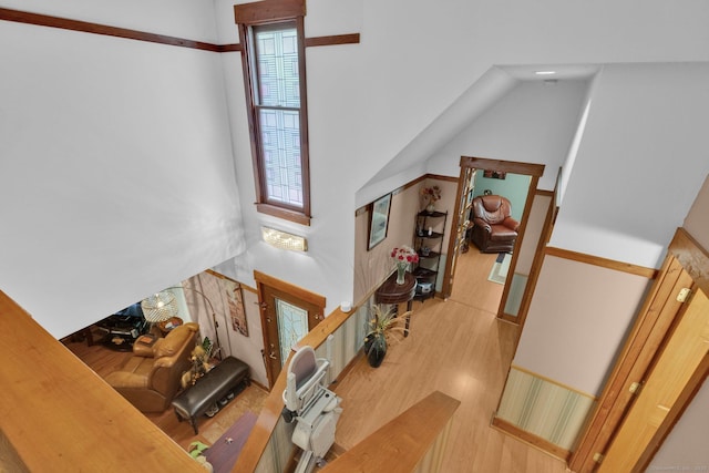 41 Farm Dr Unit 41, Farmington, CT 06032 - stairway featuring wood finished floors and a high ceiling
