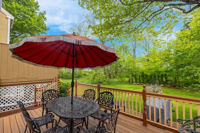 41 Farm Dr Unit 41, Farmington, CT 06032 - wooden deck with outdoor dining area and a yard