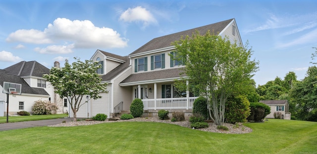 136 Windmill Hl, Wethersfield, CT 06109 - view of front of house featuring a porch, driveway, a front yard, and a shingled roof