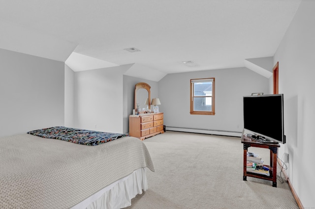 136 Windmill Hl, Wethersfield, CT 06109 - bedroom featuring baseboard heating, carpet flooring, and lofted ceiling
