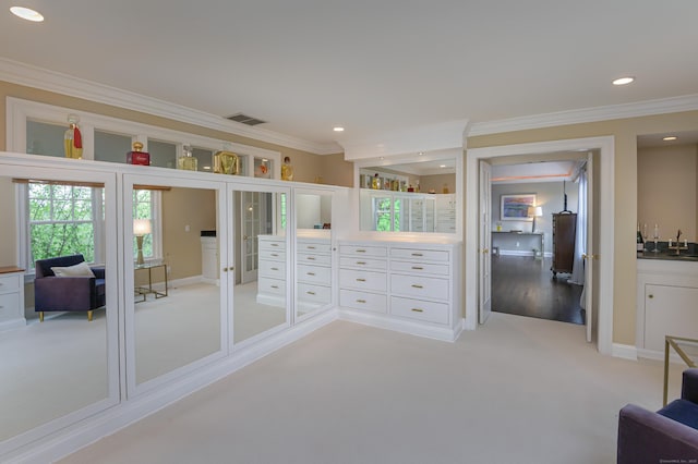 67 Peaceable St, Ridgefield, CT 06877 - bedroom featuring crown molding, multiple windows, recessed lighting, french doors, and baseboards
