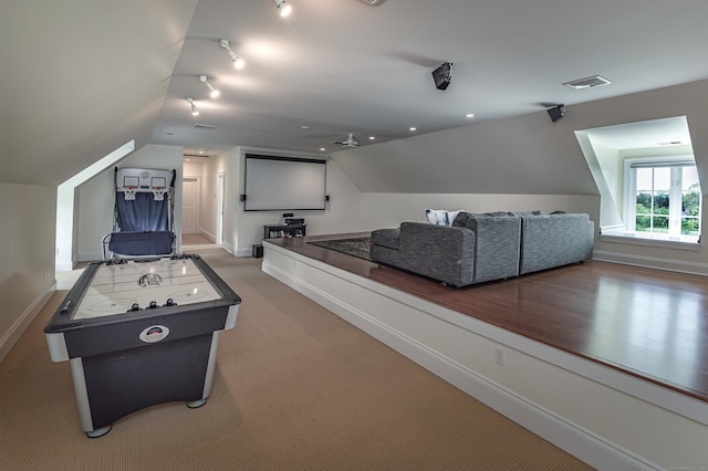 67 Peaceable St, Ridgefield, CT 06877 - rec room with vaulted ceiling and light carpet
