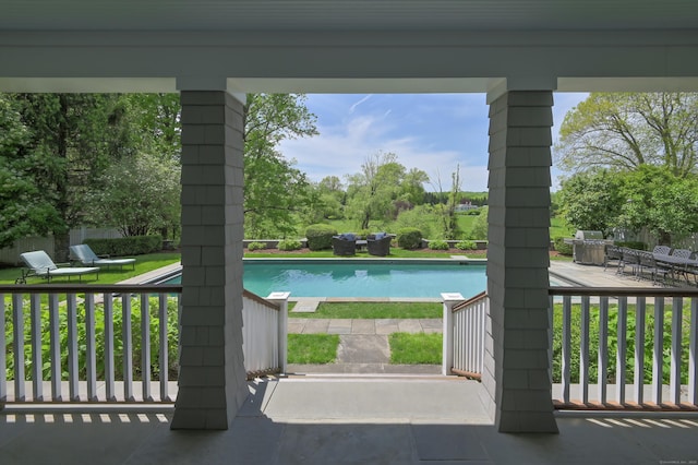 67 Peaceable St, Ridgefield, CT 06877 - swimming pool featuring view of wooded area