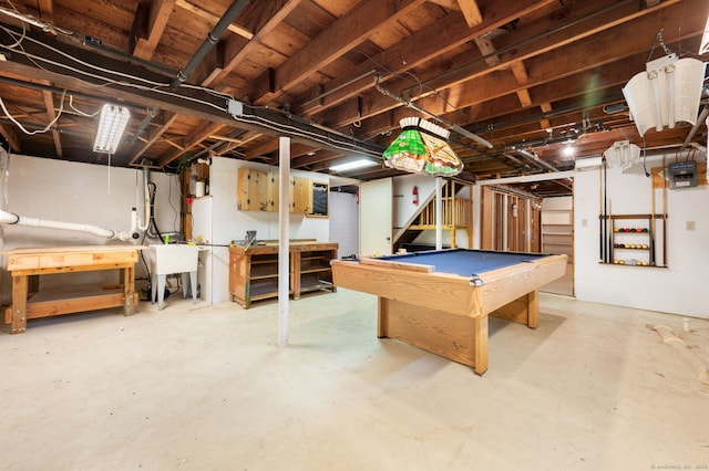 717 Center St, Manchester, CT 06040 - unfinished basement featuring pool table and a sink