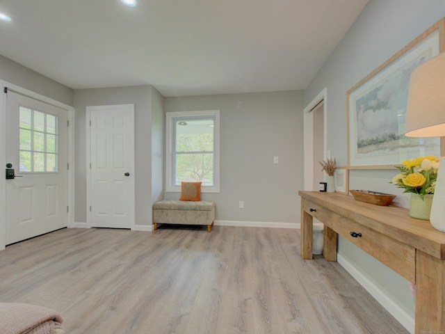 1026 Rte 171, Woodstock, CT 06281 - foyer with light wood-type flooring, baseboards, and recessed lighting