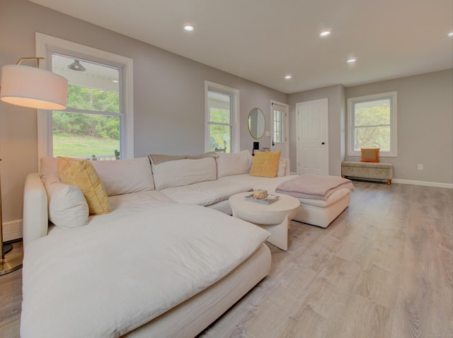 1026 Rte 171, Woodstock, CT 06281 - living area featuring light wood-style floors, recessed lighting, and baseboards