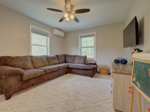 1026 Rte 171, Woodstock, CT 06281 - living room with a wall unit AC and a ceiling fan