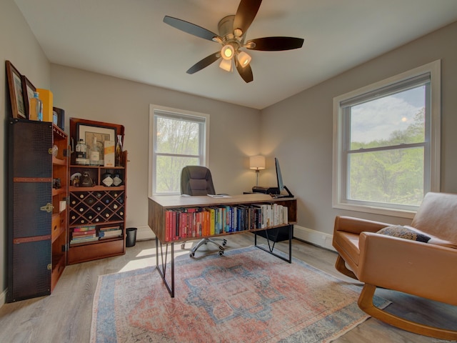 1026 Rte 171, Woodstock, CT 06281 - home office featuring ceiling fan, wood finished floors, and baseboards