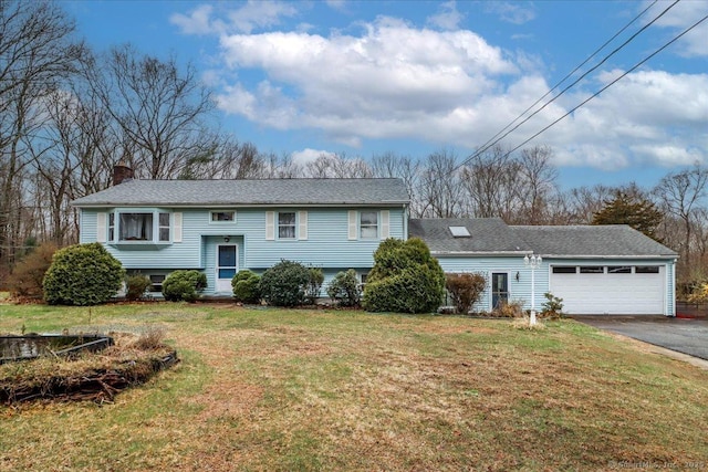 31 Branch Hill Rd, Preston, CT 06365 - view of front of house featuring driveway, an attached garage, a chimney, and a front lawn