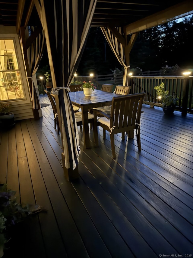 100 Round Hill Rd, Middletown, CT 06457 - deck at night with outdoor dining space