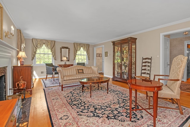 116 Thornbush Rd, Wethersfield, CT 06109 - living room with wood finished floors, baseboards, and ornamental molding