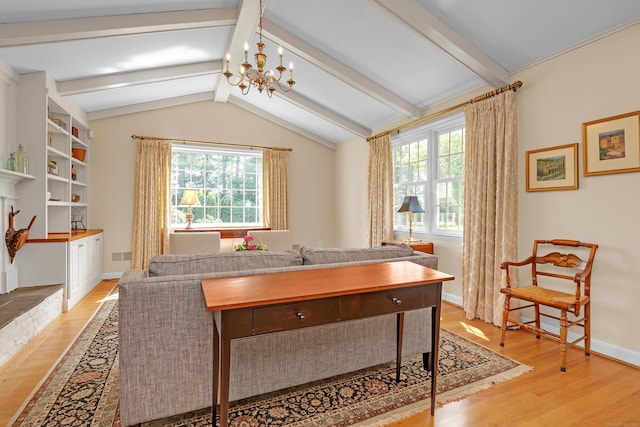 116 Thornbush Rd, Wethersfield, CT 06109 - office with light wood-type flooring, a chandelier, and baseboards