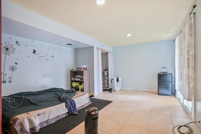 24 Cornell Rd, Danbury, CT 06811 - bedroom with freestanding refrigerator, light tile patterned flooring, recessed lighting, and baseboards
