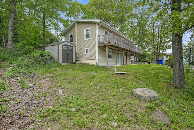 24 Cornell Rd, Danbury, CT 06811 - rear view of house with a shed, an outbuilding, a yard, and a deck