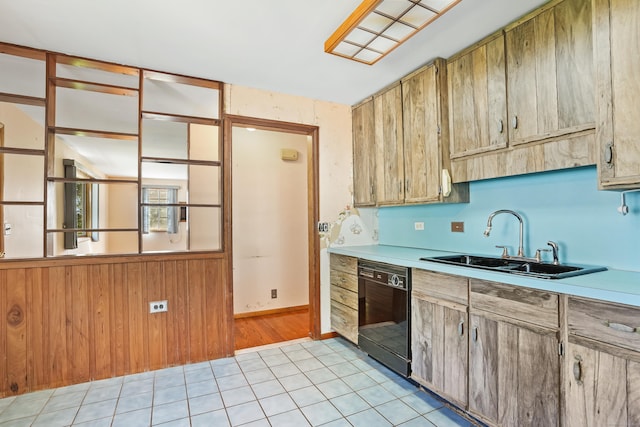1 Cedar Rd, Danbury, CT 06811 - kitchen with dishwasher, a sink, light countertops, and light tile patterned floors