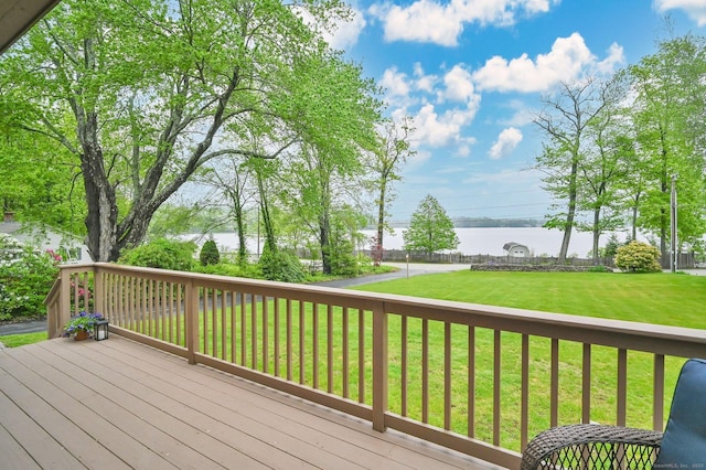 33 Erdoni Rd, Columbia, CT 06237 - wooden deck featuring a water view and a lawn