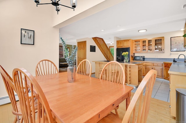 33 Erdoni Rd, Columbia, CT 06237 - dining space featuring stairs, light wood-style floors, and recessed lighting