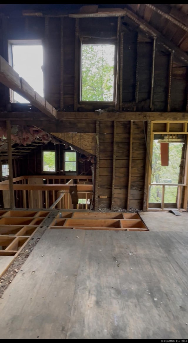 misc room featuring plenty of natural light and high vaulted ceiling