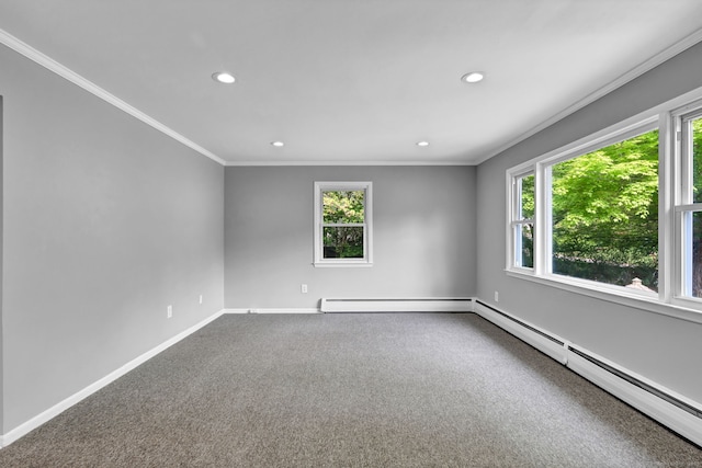 6 Marbil Rd, Danbury, CT 06811 - spare room with healthy amount of natural light, recessed lighting, dark colored carpet, a baseboard heating unit, and baseboards