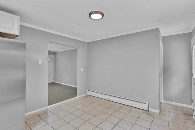 6 Marbil Rd, Danbury, CT 06811 - spare room with a baseboard radiator, baseboards, crown molding, light tile patterned flooring, and a smoke detector