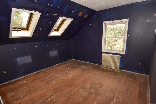 1152 Hartford Tpke, Vernon, CT 06066 - additional living space featuring radiator, hardwood / wood-style floors, vaulted ceiling, and a skylight