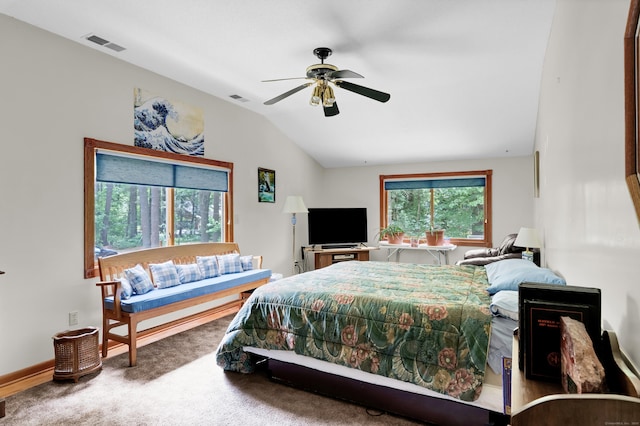 1 Nod Brook Dr, Simsbury, CT 06070 - carpeted bedroom featuring vaulted ceiling and a ceiling fan