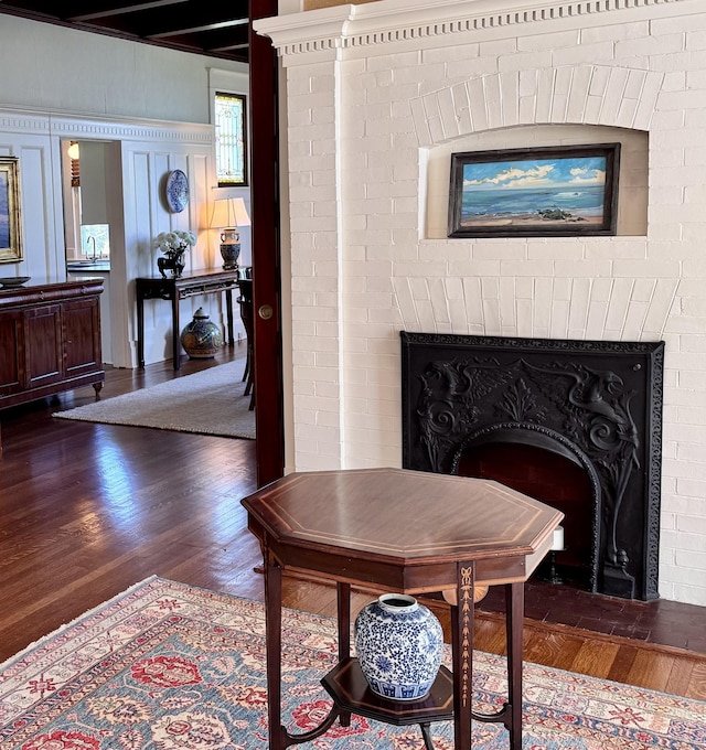 27 Church St, Groton, CT 06340 - dining area view of wood finished floors and a fireplace