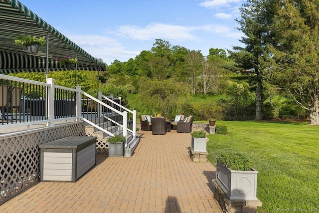 299 W Flat Hill Rd, Southbury, CT 06488 - view of patio with an outdoor hangout area and stairs