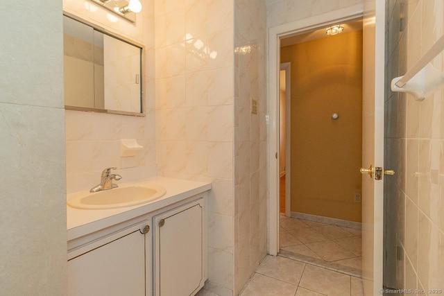 123 Jeffrey Ln, Newington, CT 06111 - bathroom featuring tile walls, vanity, and tile patterned flooring