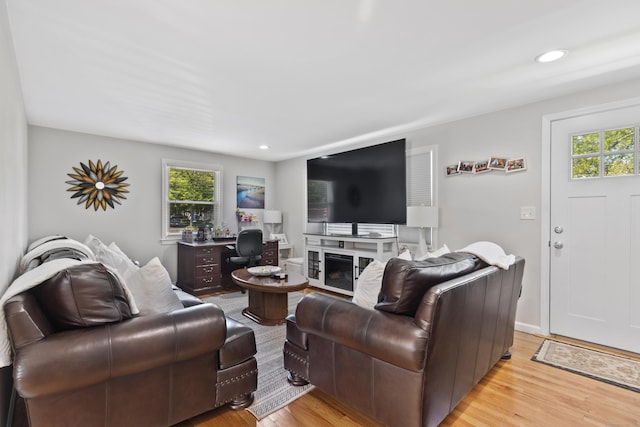 26 Carroll Rd, Hamden, CT 06517 - living room with healthy amount of natural light, light wood-type flooring, and recessed lighting