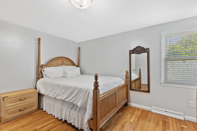 26 Carroll Rd, Hamden, CT 06517 - bedroom featuring a baseboard radiator, light wood-type flooring, and baseboards